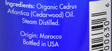Zongle USDA Certified Organic Cedarwood Essential Oil, Cedrus Atlantica, 1 oz