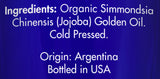Zongle USDA Certified Organic Jojoba Oil - Ingredients