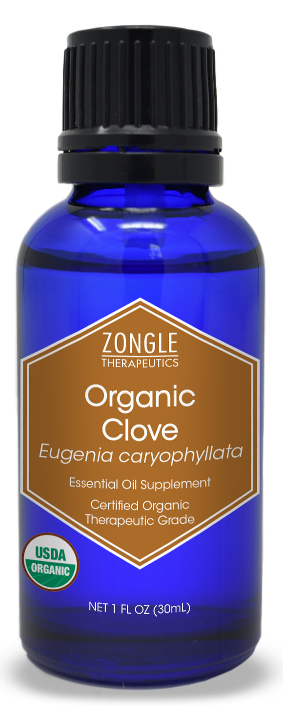 Zongle USDA Certified Organic Clove Essential Oil, Safe To Ingest, Eugenia Caryophyllata, 1 oz