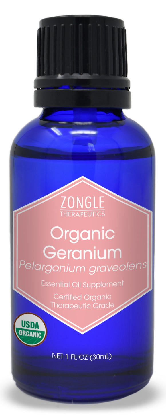 Zongle USDA Certified Organic Geranium Essential Oil, Safe To Ingest, Pelargonium Graveolens, 1 oz