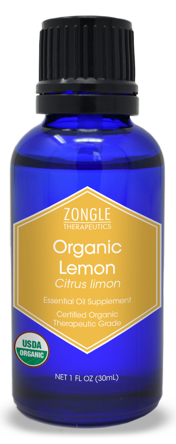 Zongle USDA Certified Organic Lemon Essential Oil, Italian, Safe To Ingest, Citrus Limon, 1 oz