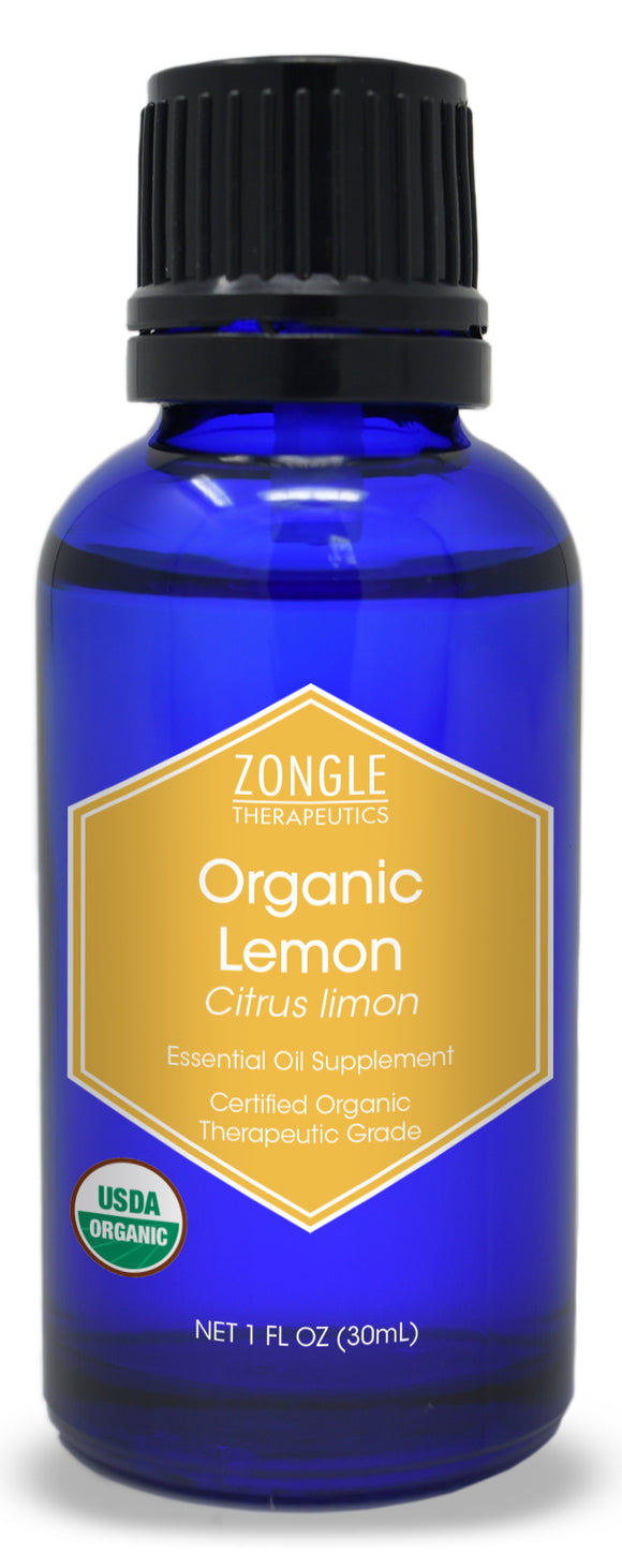 Zongle USDA Certified Organic Lemon Essential Oil, Italian, Safe To Ingest, Citrus Limon, 1 oz