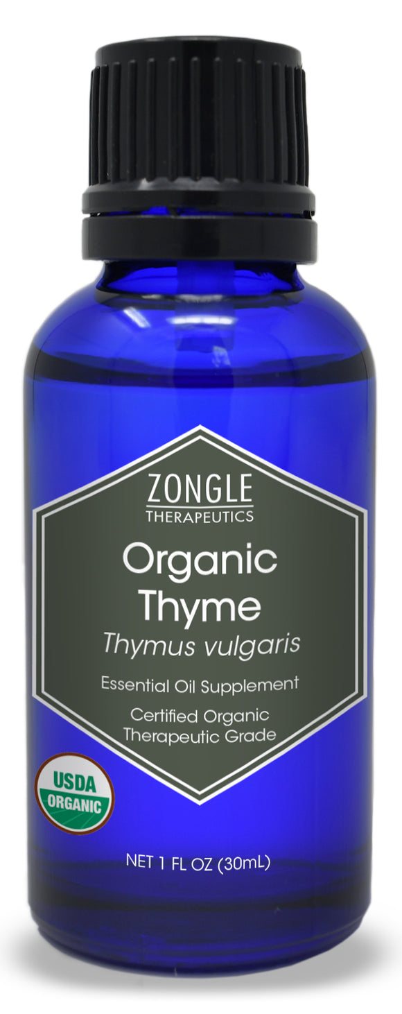 Zongle USDA Certified Organic Thyme Essential Oil, Safe To Ingest, Thymus Vulgaris, 1 oz