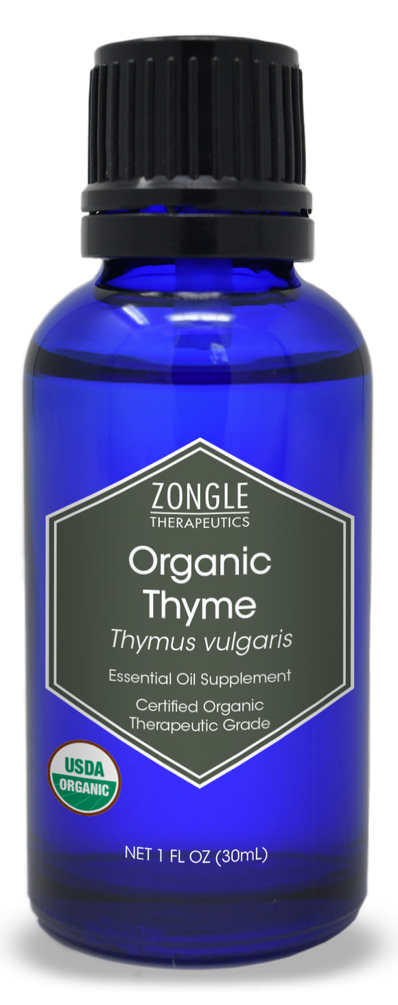 Zongle USDA Certified Organic Thyme Essential Oil, Safe To Ingest, Thymus Vulgaris, 1 oz
