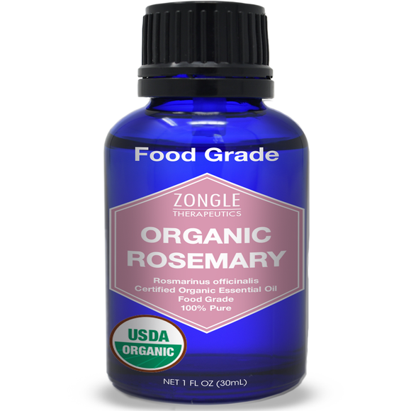 Zongle USDA Certified Organic Rosemary Essential Oil, Safe To Ingest, Rosmarinus Officinalis, 1 oz