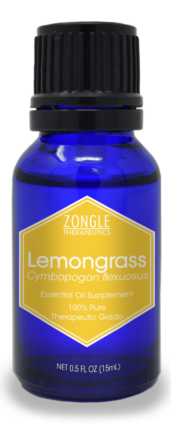 Zongle Lemongrass Essential Oil, India, Safe To Ingest, Cymbopogon Flexuosus, 15 mL