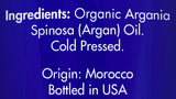 Zongle USDA Certified Organic Argan Oil, Moroccan, Argania Spinosa, 4 oz - Ingredients