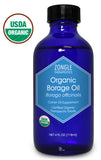 Zongle USDA Certified Organic Borage Oil, Safe To Ingest, Cold Pressed, Borago Officinalis, 4 oz - Front