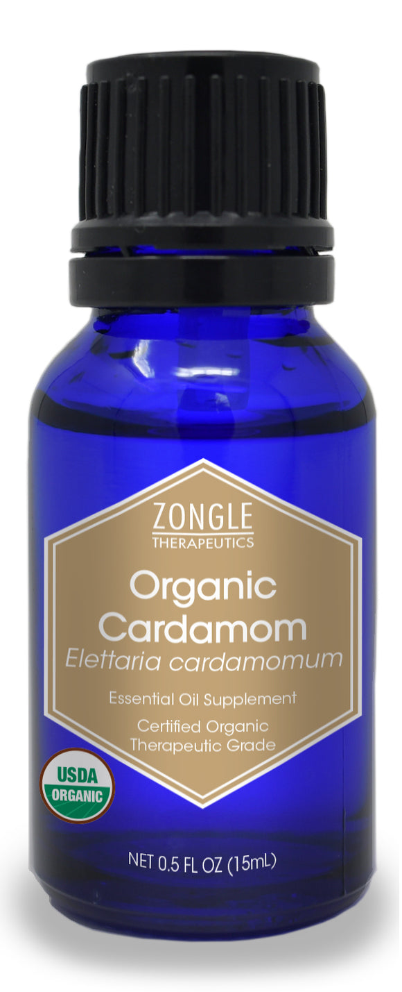 Zongle USDA Certified Organic Cardamom Oil, Safe To Ingest, Elettaria Cardamomum, 15 mL