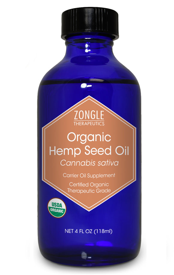 Zongle USDA Certified Organic Hemp Seed Oil, Safe To Ingest, Unrefined Virgin, Cold Pressed, 4 oz