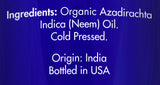 Zongle USDA Certified Organic Neem Oil - Ingredients