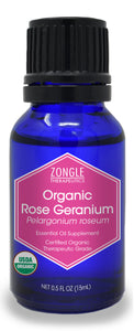 Zongle USDA Certified Organic Rose Geranium Oil, Safe To Ingest, Pelargonium Roseum, 15 mL