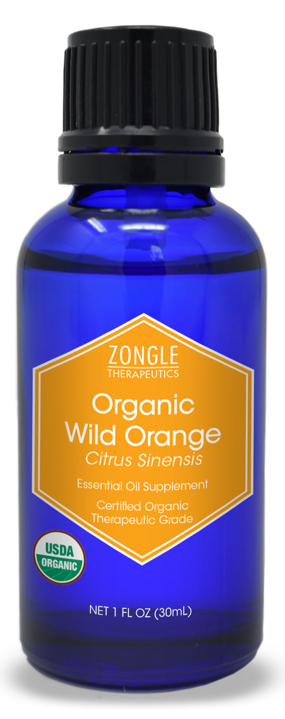 Zongle USDA Certified Organic Wild Orange Essential Oil, Safe To Ingest, Citrus Sinensis, 1 Oz